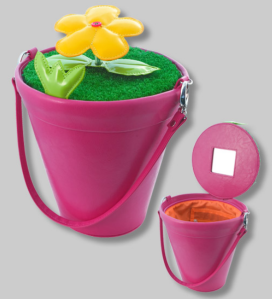 Lustiger Pylones Blumentopf als Handtasche in Farbe pink